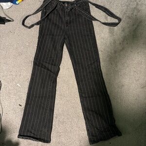 Forever 21 Black Pinstripe Wide Leg Jeans